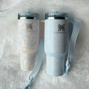 LoveShackFancy Stanley Ornament Coquette Bow Winter  Toscana Toile Alpine Blue